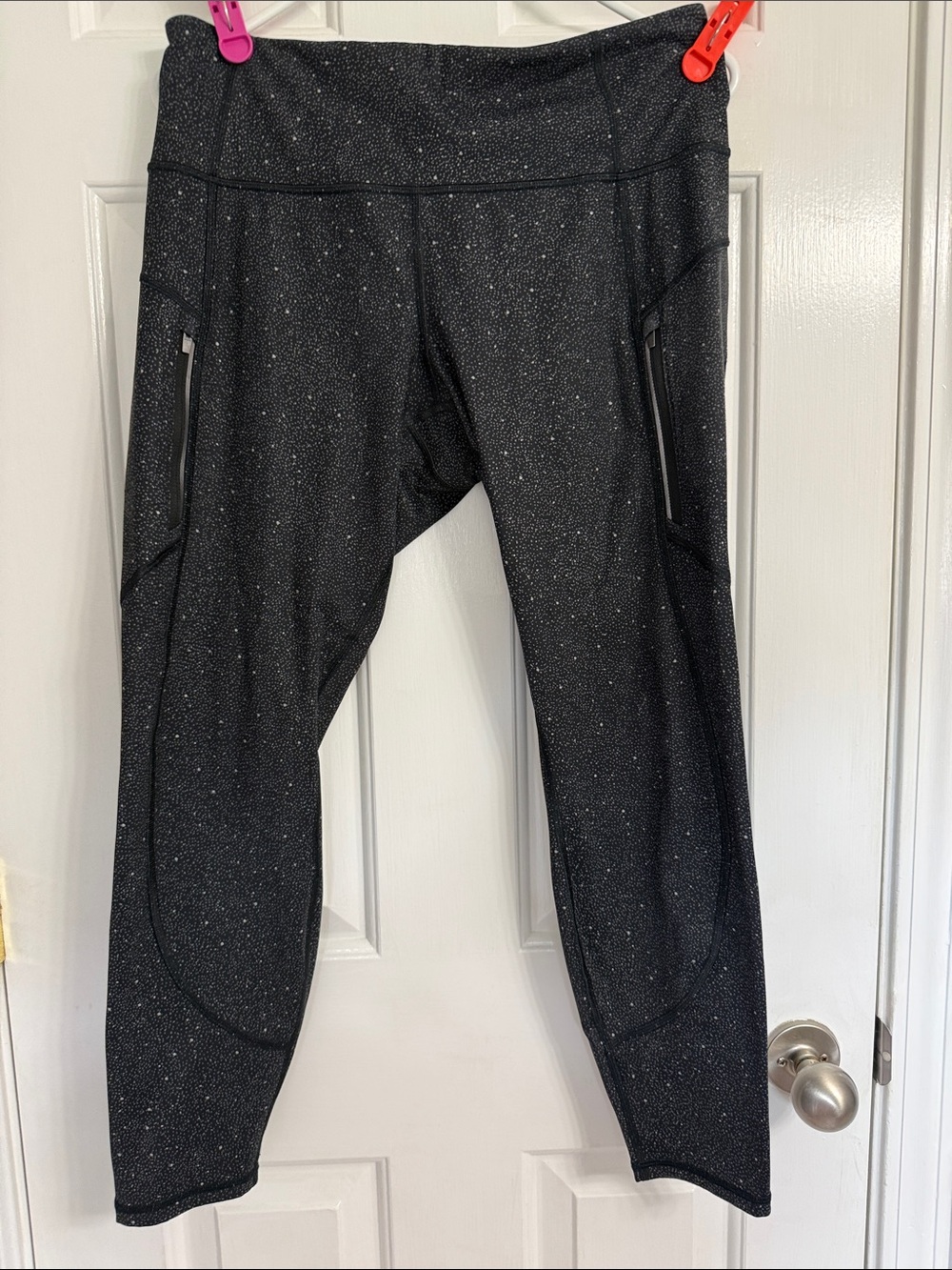 Athleta Rainier Black with White Speckle High-Rise Tights